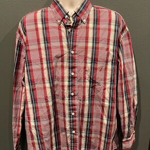 Nautica Red and Blue Checkered Casual Shirt